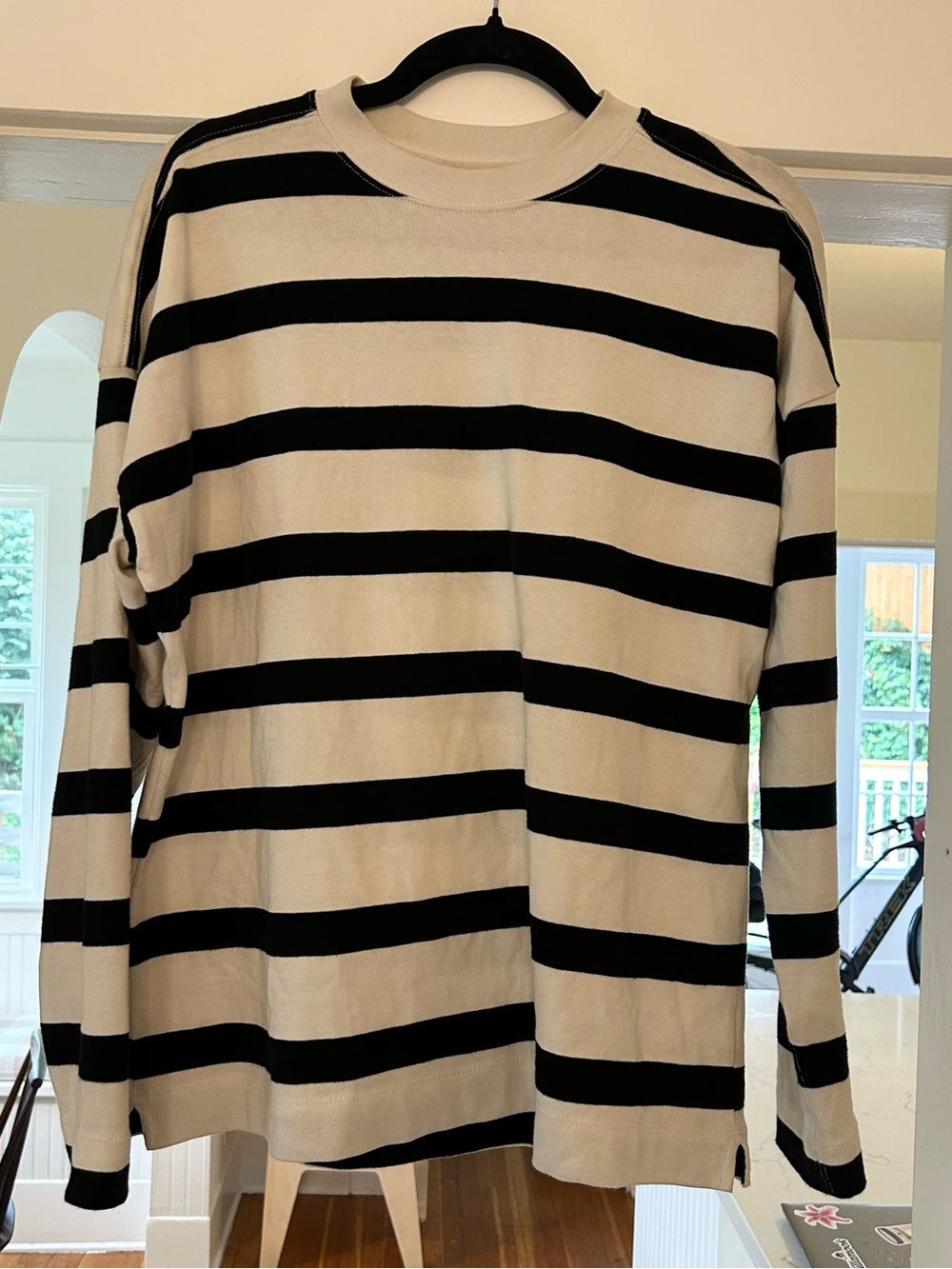 AYR The Early Mornings Tee Black Cream Stripe